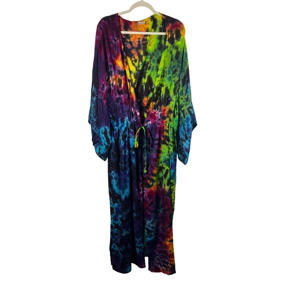 Dharma Trading Co. Dresses & Skirts - Dharma Trading Co Tie Dye Maxi Dress Kaftan 2XL Rayon Boho Festival Multicolor